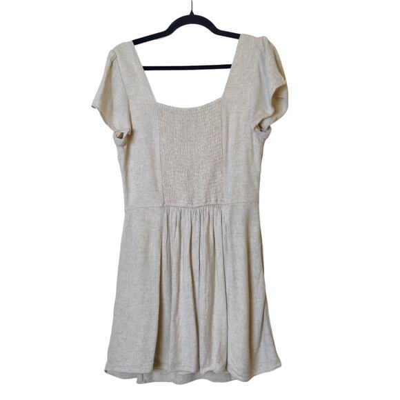 Abercrombie & Fitch Linen Blend Knotted Front Flutter Sleeve Mini Dress Medium - Picture 5 of 16